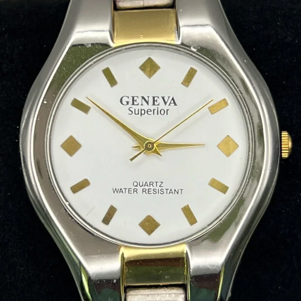 GENEVA Superior Vintage Watch Working Silver Gold White Working